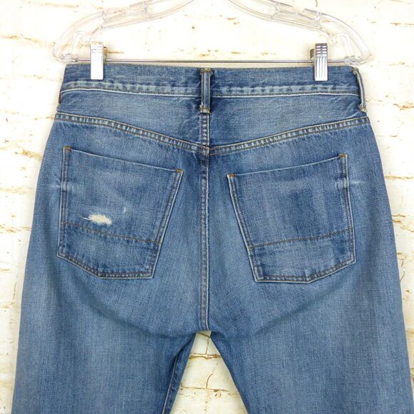 Vince Selvedge Jeans Womens 28 Blue Union Slouch Distressed Ankle Button Fly - Picture 13 of 16